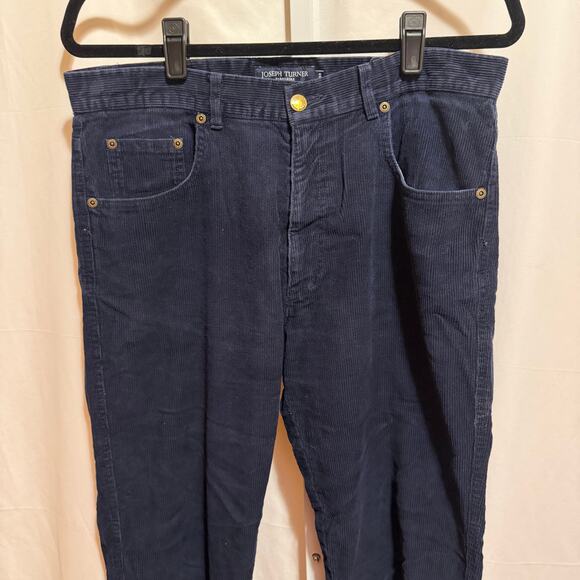 Joseph Turner Yorkshire Mens Navy Corduroy Straight Leg Pants 34R 36x31 Academia - Picture 4 of 7
